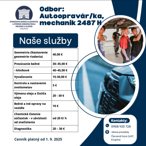 Cenník autoopravár